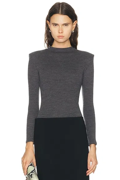 Jil Sander Long Sleeve Bodysuit Top In Anthracite
