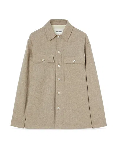 Jil Sander Long Sleeve Button Front Shirt In Gray