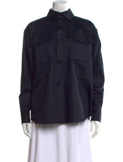 Pre-owned Jil Sander Long Sleeve Button-up Top In Blue