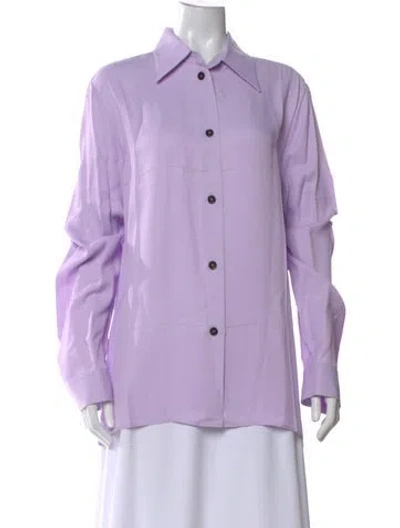 Pre-owned Jil Sander Long Sleeve Button-up Top In Purple