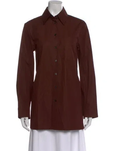 Pre-owned Jil Sander Long Sleeve Button-up Top W/ Tags In Brown