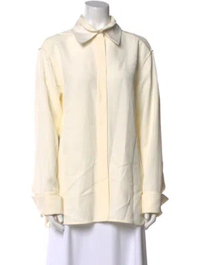 Pre-owned Jil Sander Long Sleeve Button-up Top In White