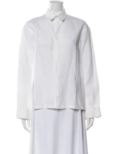 Pre-owned Jil Sander Long Sleeve Button-up Top In White