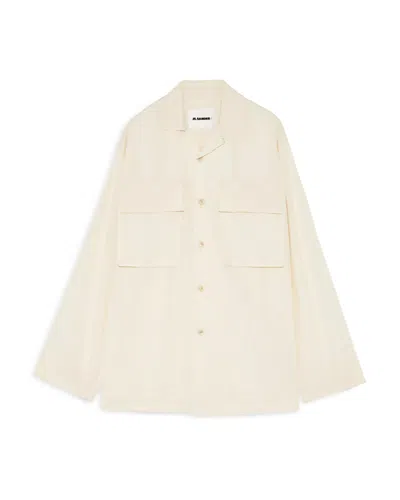 Jil Sander Long Sleeve Camp Shirt In Eggshell