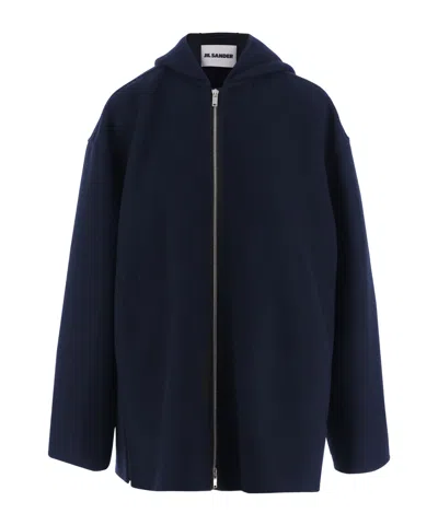 Jil Sander Long Sleeve Casual Jacket In Blue