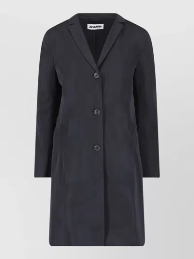 Jil Sander Technical Fabric Black Jacket With Classic Notch Lapels