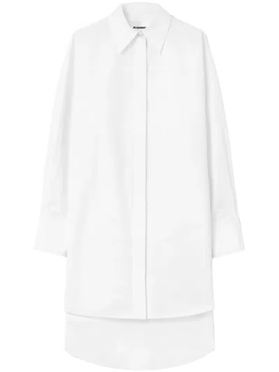 Jil Sander Oversized Cotton-poplin Mini Shirt Dress In White