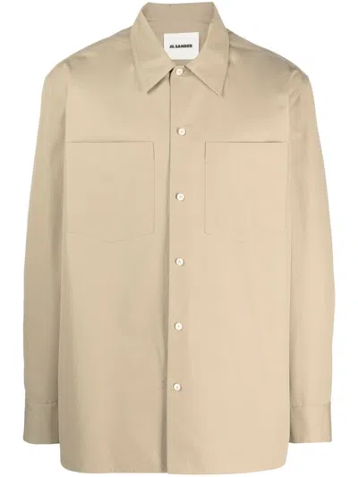 Jil Sander Long-sleeve Cotton Shirt In Neutrals