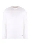 Jil Sander Crew Neck Long Sleeve Cotton T-shirt In 102