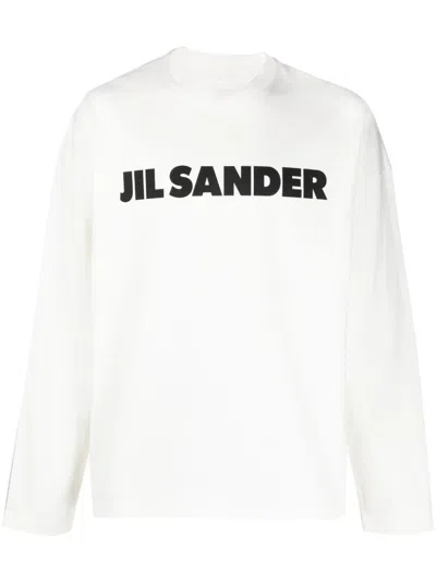Jil Sander Long Sleeve Cotton T-shirt In Ivory