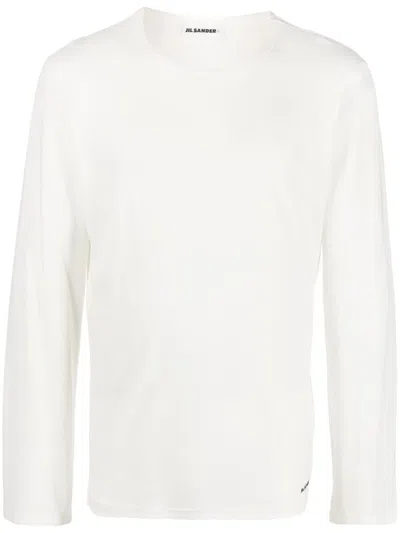 Jil Sander Long Sleeve Cotton T-shirt In Weiss