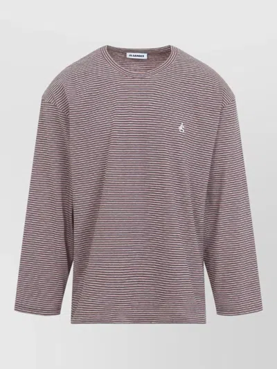 Jil Sander Long Sleeve Crew Neck Striped T Shirt In Purple