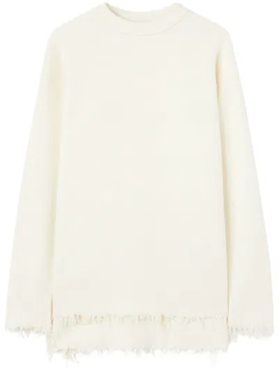 Jil Sander Long Sleeve Crew-neck Sweater In Beige