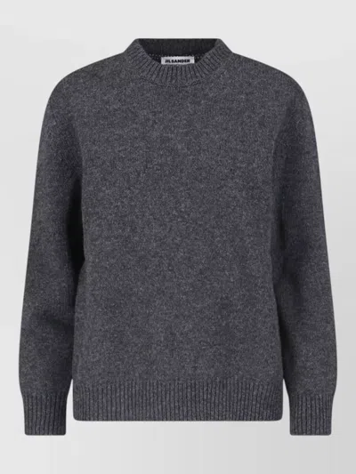 Jil Sander Long Sleeve Crew Neck Top Split Back In Brown