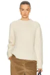 Jil Sander White Ribbed Crewneck Sweater In White