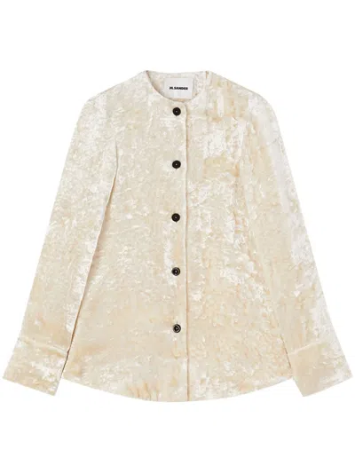 Jil Sander Long-sleeve Crushed-velvet Shirt In Neutrals