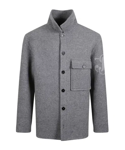 Jil Sander Chest-pocket Monogram-detail Jacket In Gray