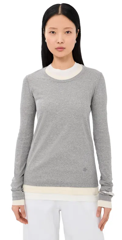 Jil Sander Long Sleeve Layered T-shirt Multicolor In Gray