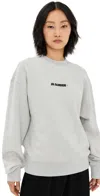 Jil Sander White T-shirt With Contrasting Logo Print In Powder Green
