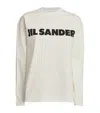 Jil Sander Crew Neck Long Sleeves T-shirt With Ribbed Collar And Printed Logo On The Front Clothing In White