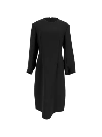 Pre-owned Jil Sander Long-sleeve Midi Dress In Black