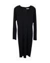 Jil Sander Long Sleeve Midi Dress In Black Viscose In Black