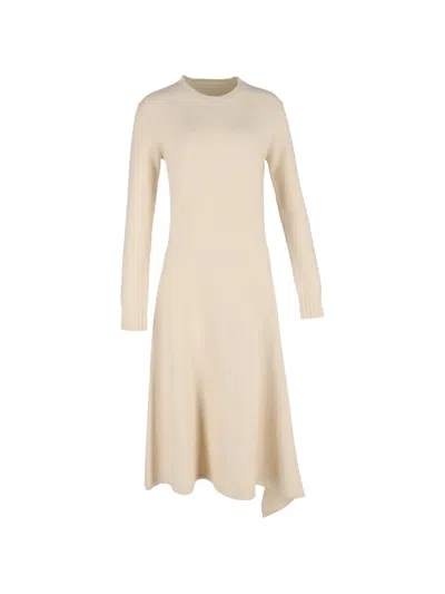 Pre-owned Jil Sander Long-sleeve Midi Dress In Neutral