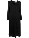 Jil Sander Long-sleeve Midi Dress In Schwarz
