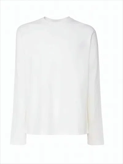 Jil Sander Long-sleeve Minimalist Cotton T-shirt With Graphic Detail In White