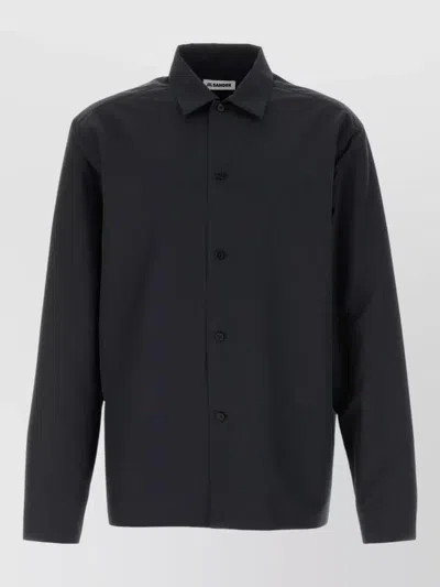 Jil Sander Long Sleeve Polyester Shirt Tailored Design In Black