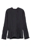 Jil Sander Long Sleeve Reversed Satin Top In Black