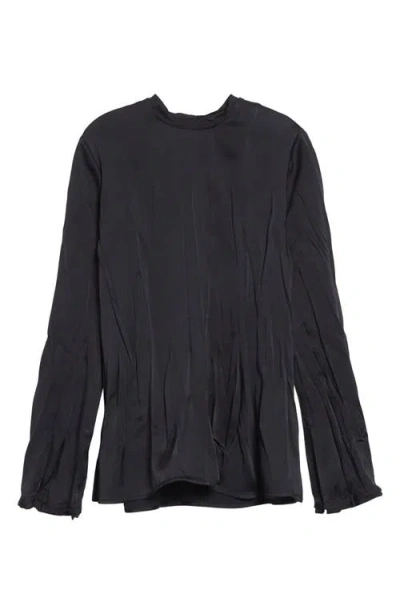 Jil Sander Long Sleeve Reversed Satin Top In Black