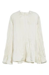 Jil Sander Long Sleeve Reversed Satin Top In Neutral