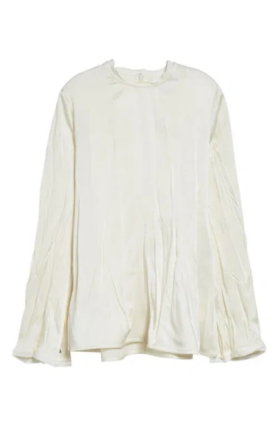 Jil Sander Long Sleeve Reversed Satin Top In Neutral