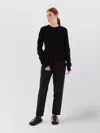 Jil Sander Long Sleeve Round Neck Sweater In Black