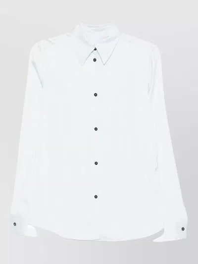 Jil Sander Long Sleeve Satin Shirt Pointed Collar In White