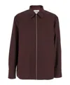 Jil Sander Bordeaux Shirt With Classic Collar And Front Zip Closure In Tech Fabric Man In Burgundy