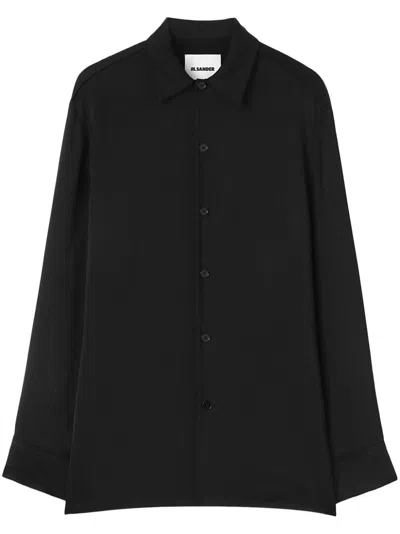Jil Sander Long-sleeved Shirt In Black