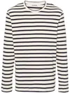 Jil Sander Fine Ribbed Off-white And Black Crew Neck Sweater In Neutrals