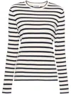 Jil Sander Fine Ribbed Off-white And Black Crew Neck Sweater In Nude