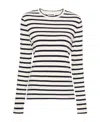 Jil Sander Fine Ribbed Off-white And Black Crew Neck Sweater In White