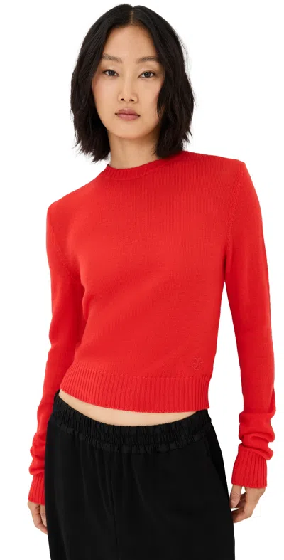 Jil Sander Red Cropped Sweater In 624 Bright Red