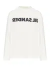 Jil Sander Crew Neck Long Sleeves T-shirt With Ribbed Collar And Printed Logo On The Front Clothing In Nude & Neutrals
