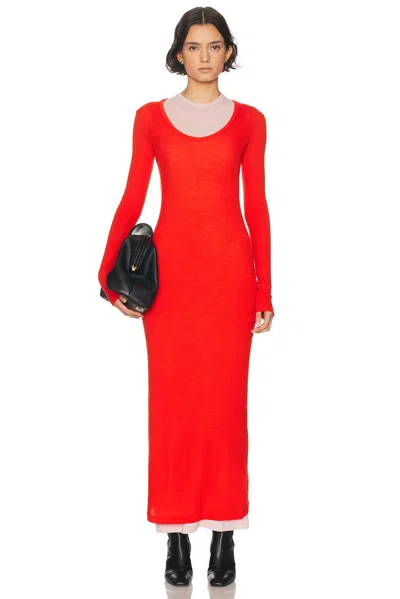 Jil Sander Long Sleeve Tank Dress In Red