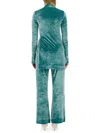 Jil Sander Blue Solid Turtle Neck Top In Green