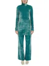 Jil Sander Blue Solid Turtle Neck Top In Green
