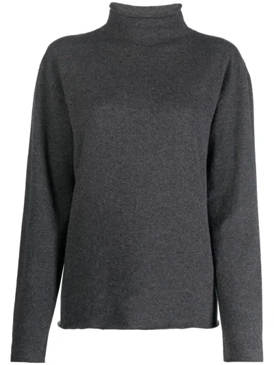 Jil Sander Long Sleeve Turtle-neck Sweater In Gray