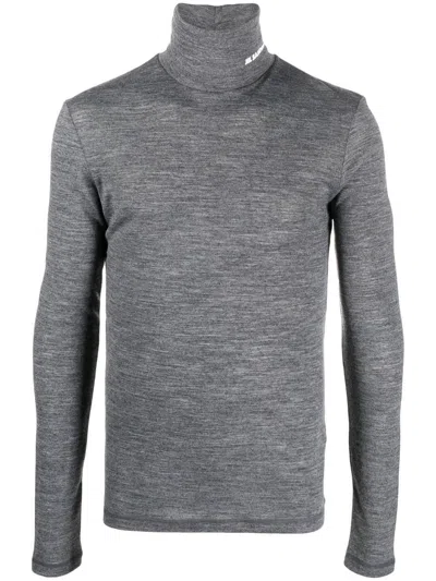 Jil Sander Wool Jersey Turtleneck T-shirt In Grey