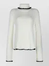 Jil Sander Long Sleeve Turtleneck Contrast Trim In White