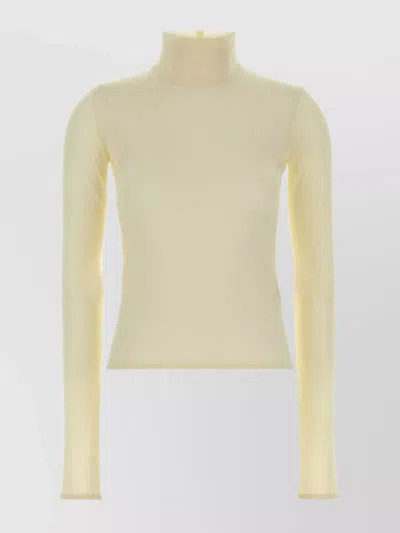 Jil Sander Long Sleeve Turtleneck Fitted Top In Neutral